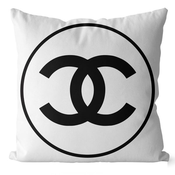 CHANEL 20x20 PILLOW COVER-WHITE W/ BLACK RING