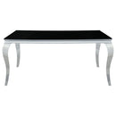 Coaster Furniture Carone 105071 Rectangular 61-inch Glass Top Dining Table - Black IMAGE 3