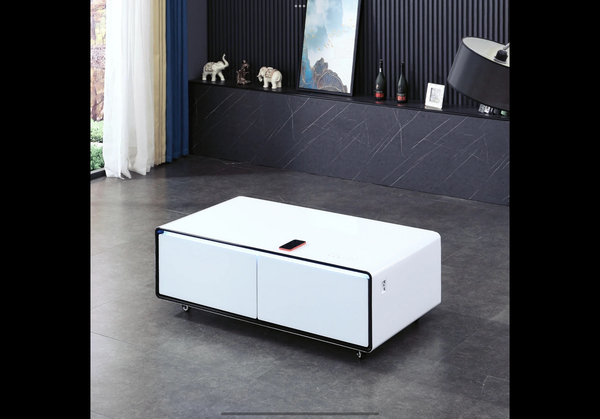 REFRIGERATED COFFEE TABLE - w bluetooth speakers & wireless charging doc CT5007