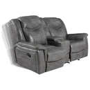 Coaster Furniture Conrad 650355 Upholstered Padded Arm Glider Loveseat - Grey IMAGE 3