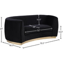 Meridian Julian Black Velvet Loveseat IMAGE 7