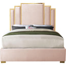 Meridian Hugo Pink Velvet King Bed IMAGE 3