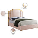 Meridian Hugo Pink Velvet Queen Bed IMAGE 5