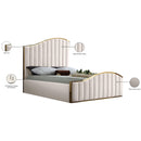 Meridian Jolie Cream Velvet Queen Bed (3 Boxes) IMAGE 5