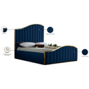 Meridian Jolie Navy Velvet Queen Bed (3 Boxes) IMAGE 5