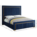 Meridian Dolce Navy Velvet Queen Bed (3 Boxes) IMAGE 5