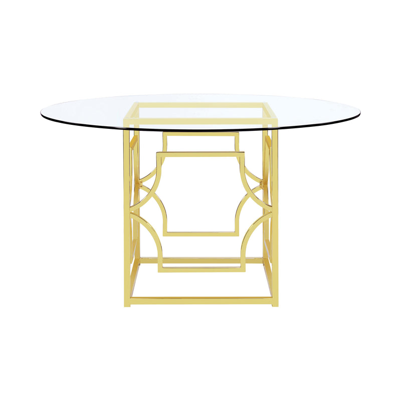 Coaster Furniture Round Starlight Dining Table with Glass Top and Pedestal Base 192641/CP54RD-10 IMAGE 2