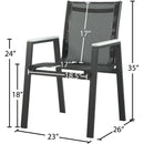 Meridian Nizuc Black Mesh Water Resistant Fabric Outdoor Patio Aluminum Mesh Dining Arm Chair IMAGE 7