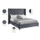 Meridian Barolo Grey Velvet Queen Bed IMAGE 9