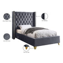 Meridian Barolo Grey Velvet Twin Bed IMAGE 5