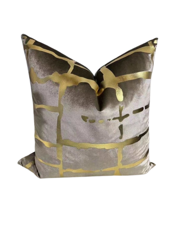 QUILT 22x22 PILLOW COVER- GREY & GOLD