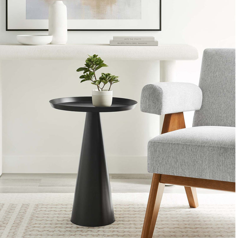EEI-6608-BLK-Round Side Table in Black