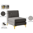 Meridian Alina Grey Velvet Armless Chair IMAGE 18
