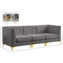 Meridian Alina Grey Velvet Modular Sofa IMAGE 17