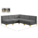 Meridian Alina Grey Velvet Modular Sectional IMAGE 17