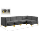 Meridian Alina Grey Velvet Modular Sectional IMAGE 20