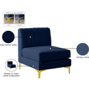 Meridian Alina Navy Velvet Armless Chair IMAGE 18