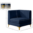 Meridian Alina Navy Velvet Corner Chair IMAGE 17