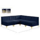 Meridian Alina Navy Velvet Modular Sectional IMAGE 17