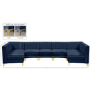 Meridian Alina Navy Velvet Modular Sectional IMAGE 14