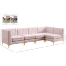 Meridian Alina Pink Velvet Modular Sectional IMAGE 20