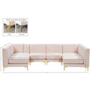 Meridian Alina Pink Velvet Modular Sectional IMAGE 14