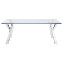 Coaster Furniture Alaia 190711 Rectangular 79-inch Glass Top Dining Table - Chrome IMAGE 2