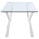 Coaster Furniture Alaia 190711 Rectangular 79-inch Glass Top Dining Table - Chrome IMAGE 3