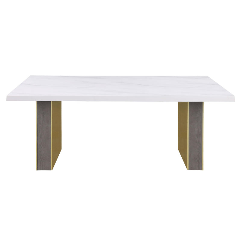 Coaster Furniture Carla Dining Table with Marble Top and Pedestal Base 106651 IMAGE 3