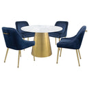 Coaster Furniture Ambrose 107600 Round 50-inch Marble Top Dining Table - Brushed Gold IMAGE 6