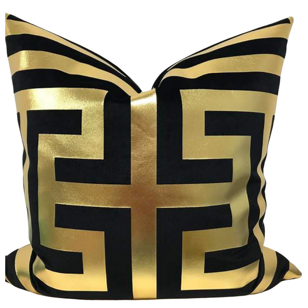 LUXE GEOMETRIC 22” x 22”  PILLOW COVER - BLACK & GOLD
