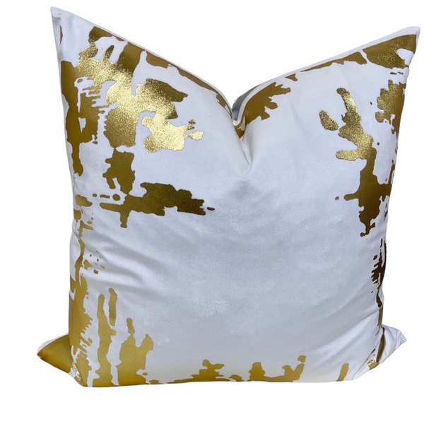 LUXURY 22x22 PILLOW COVER-GOLD&WHITE