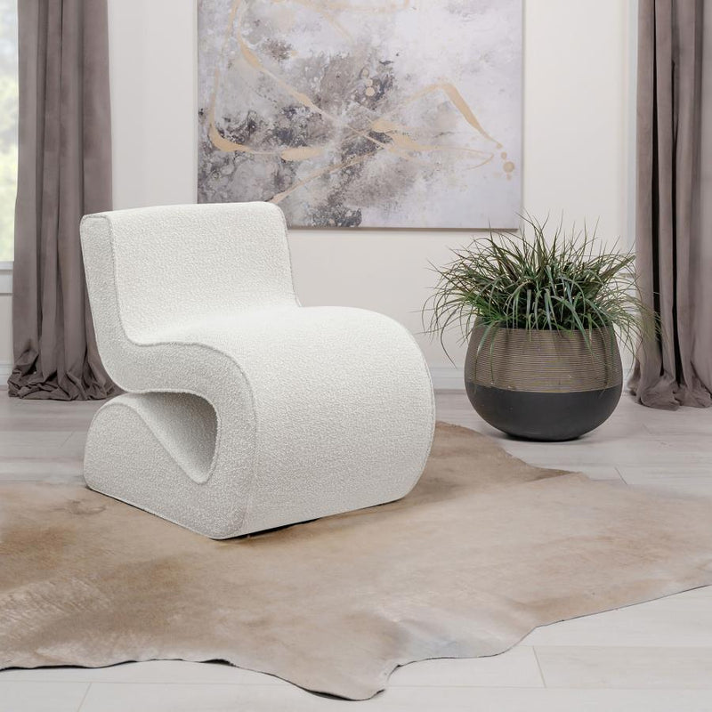 Ronea Boucle Upholstered Armless Curved Accent Chair Cream 903154