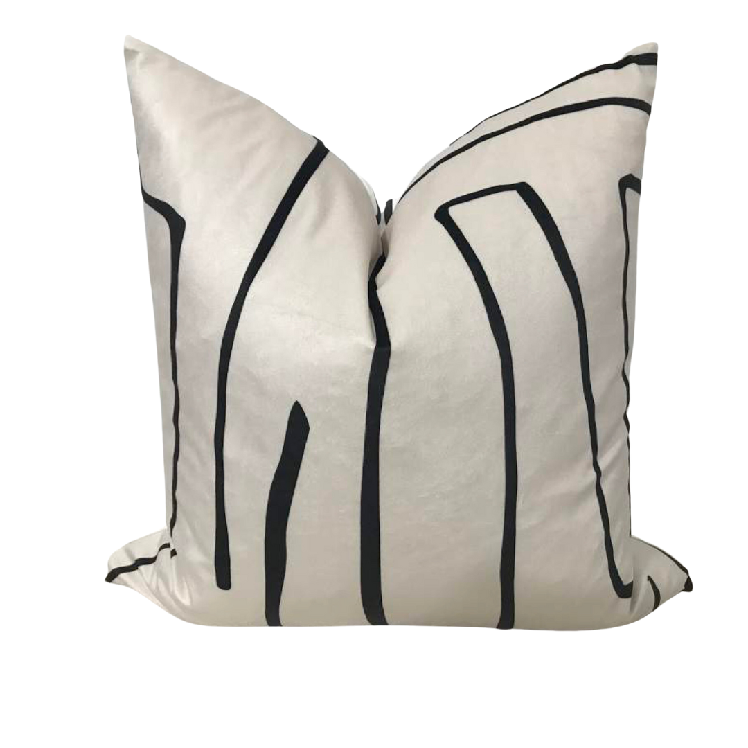STRIPE 22x22 PILLOW COVER BLACK&WHITE