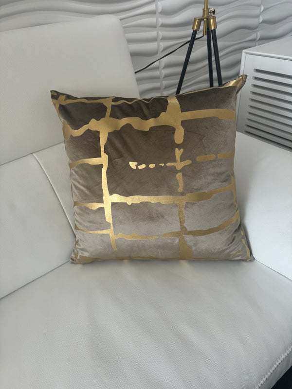 QUILT 22x22 PILLOW COVER- GREY & GOLD