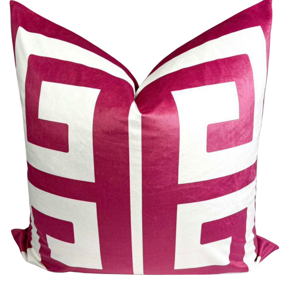 LUXE GEOMETRIC 22x22 PILLOW COVER-PINK&WHITE
