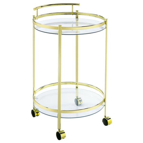 Chrissy Round Glass Bar Cart Brass 181366