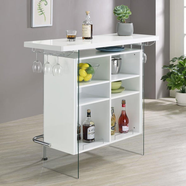 Acosta Rectangular Bar Unit with Footrest and Glass Side Panels 182632