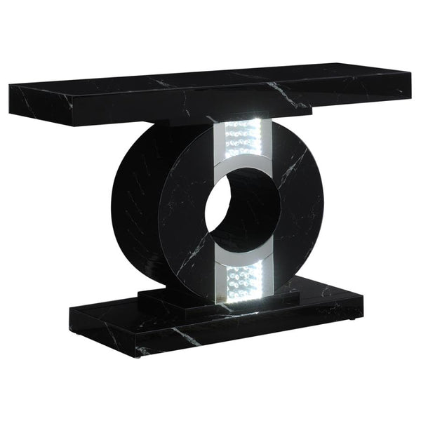 Eliana Geometric Console Table with LED Lighting Black 953480