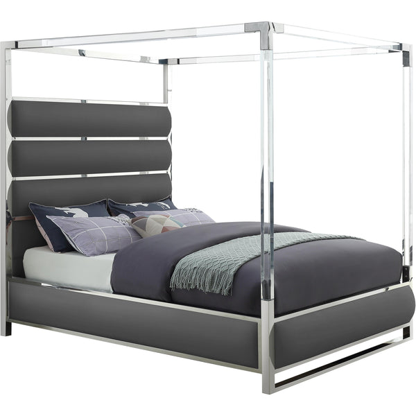 Meridian Encore Queen Upholstered Canopy Bed EncoreGrey-Q IMAGE 1