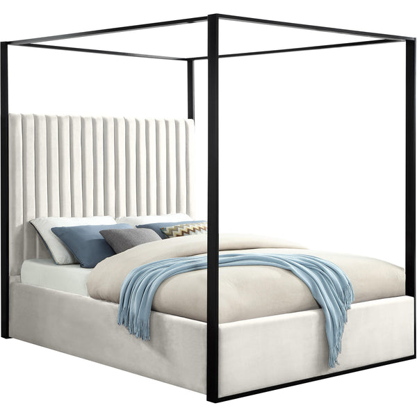 Meridian Jax King Upholstered Canopy Bed JaxCream-K IMAGE 1