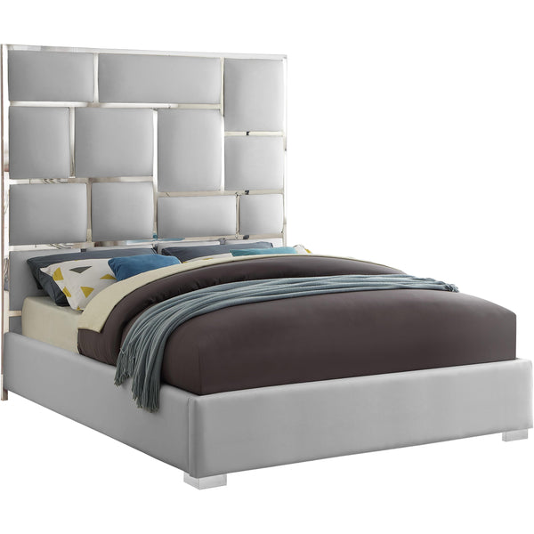 Meridian Milan King Upholstered Platform Bed MilanWhite-K IMAGE 1