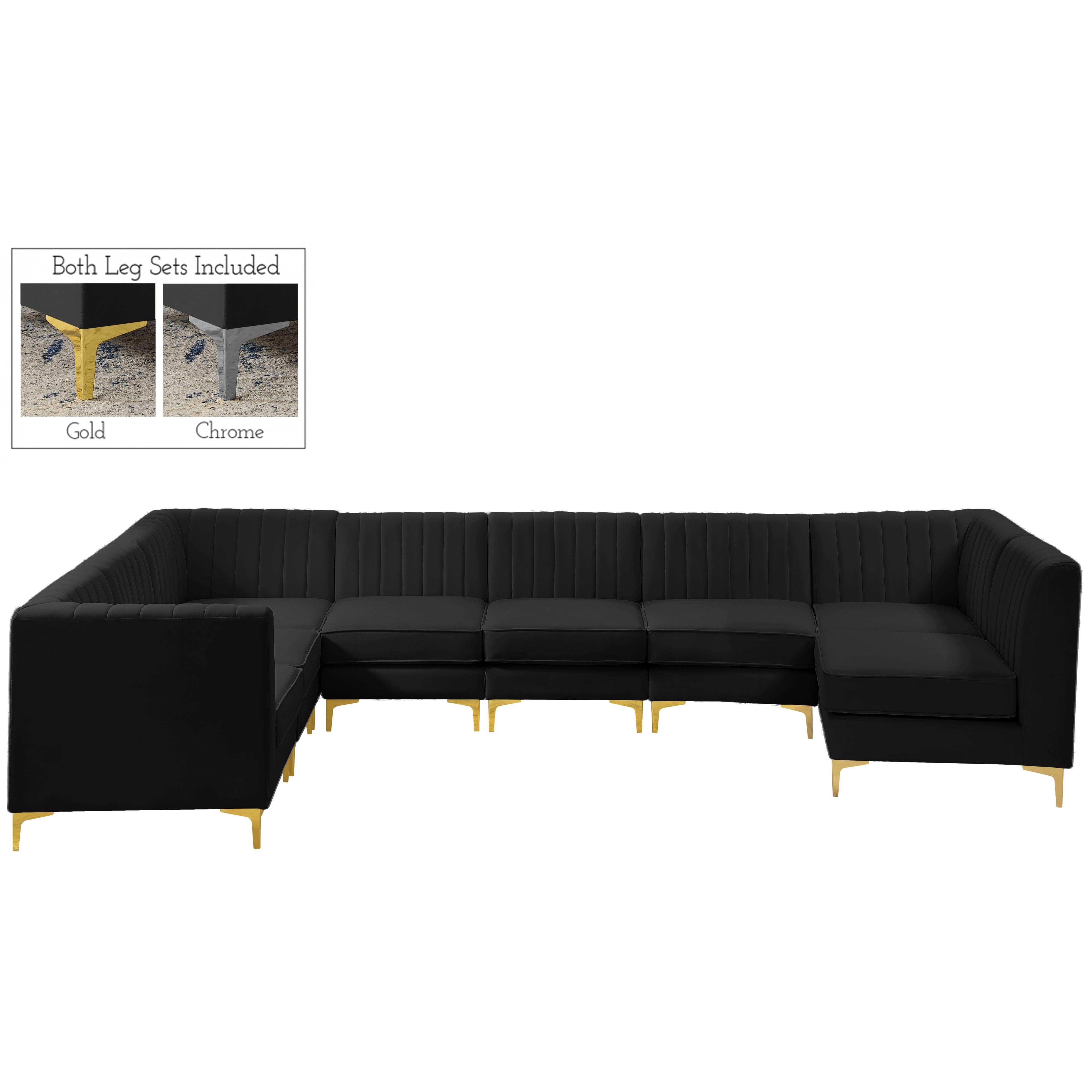 Meridian Alina Black Velvet Modular Sectional