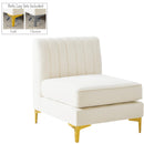 Meridian Alina Stationary Fabric Chair 604Cream-Armless IMAGE 1