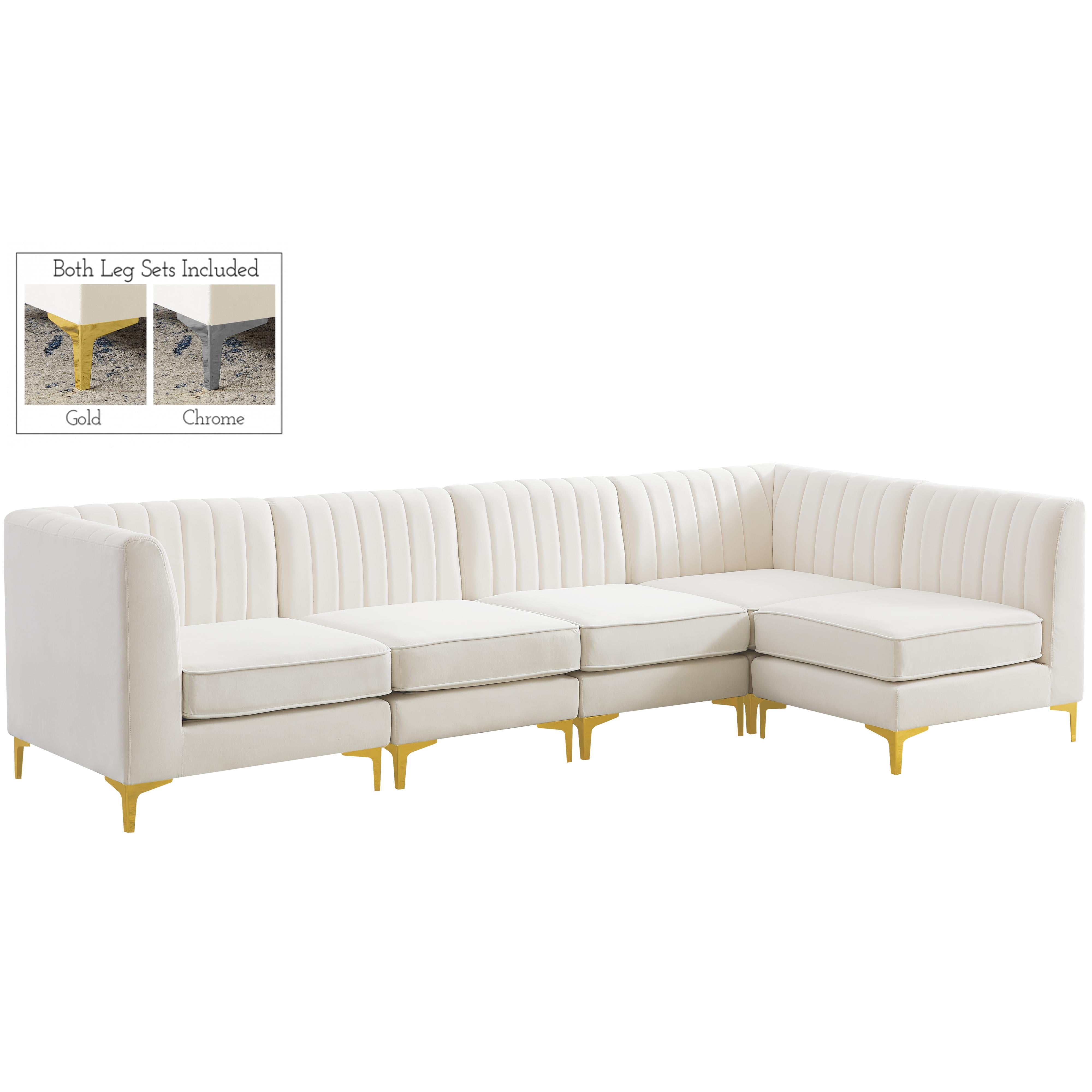 Meridian Alina Cream Velvet Modular Sectional