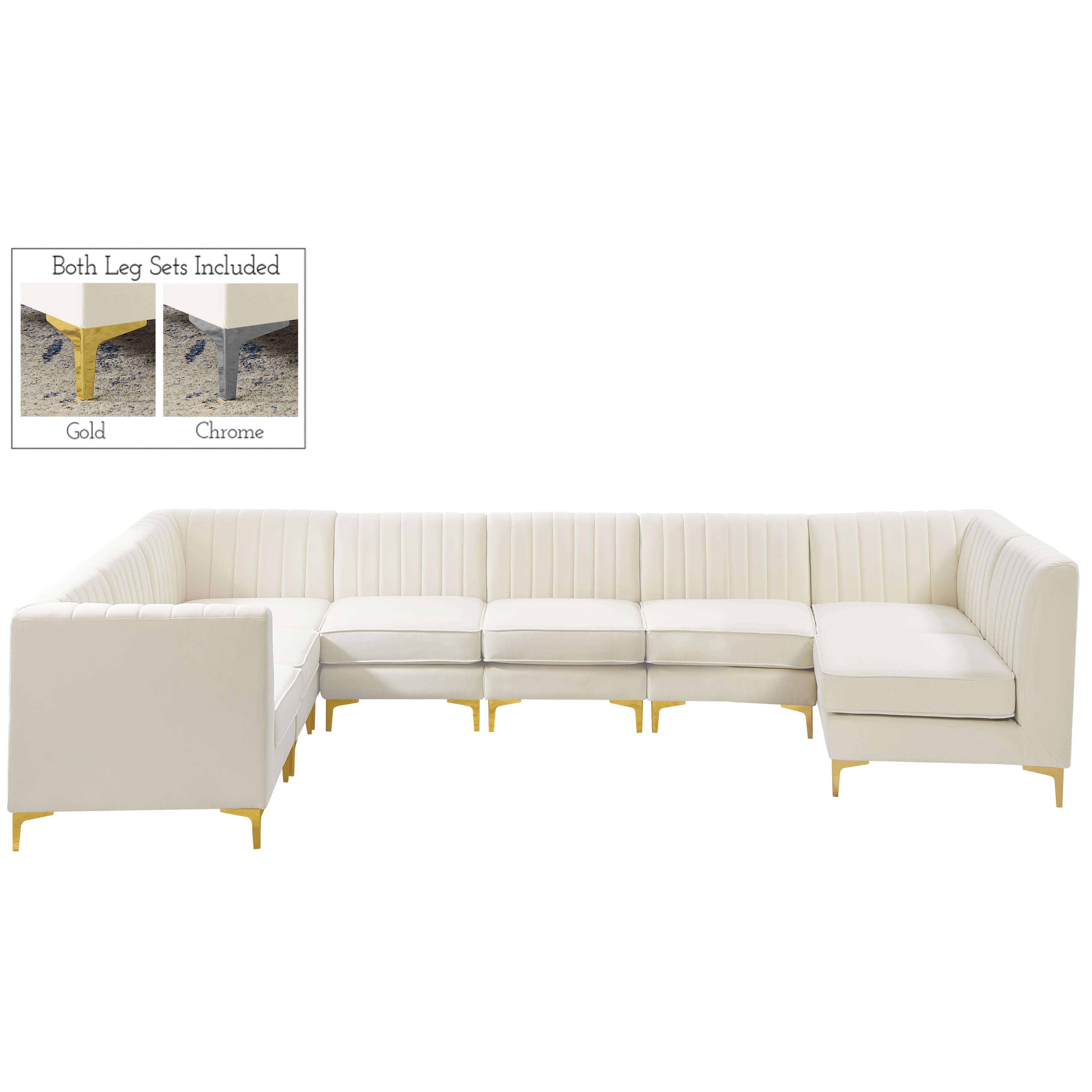 Meridian Alina Cream Velvet Modular Sectional