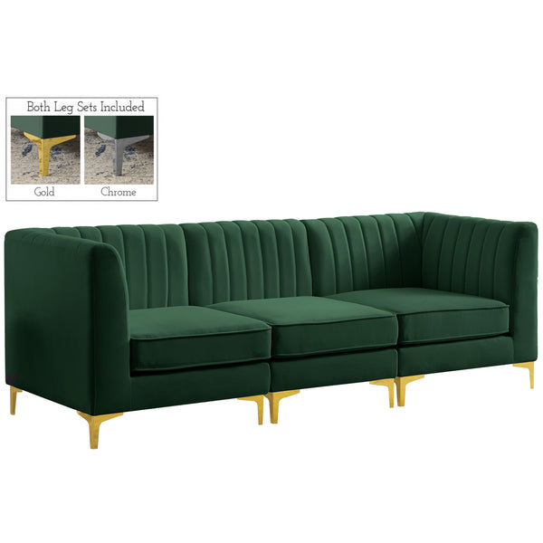 Meridian Alina Stationary Fabric Sofa 604Green-S93 IMAGE 1