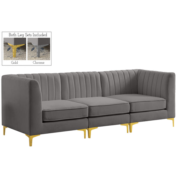 Meridian Alina Stationary Fabric Sofa 604Grey-S93 IMAGE 1