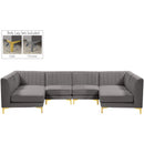 Meridian Alina Fabric Sectional 604Grey-Sec6B IMAGE 1