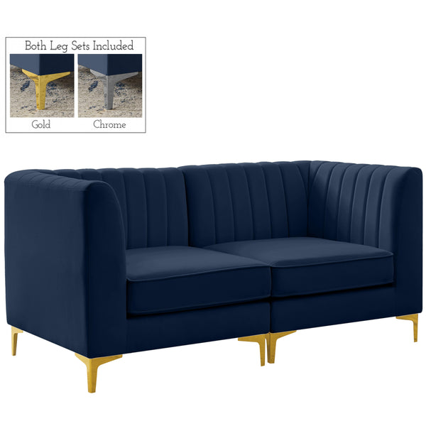 Meridian Alina Stationary Fabric Sofa 604Navy-S67 IMAGE 1